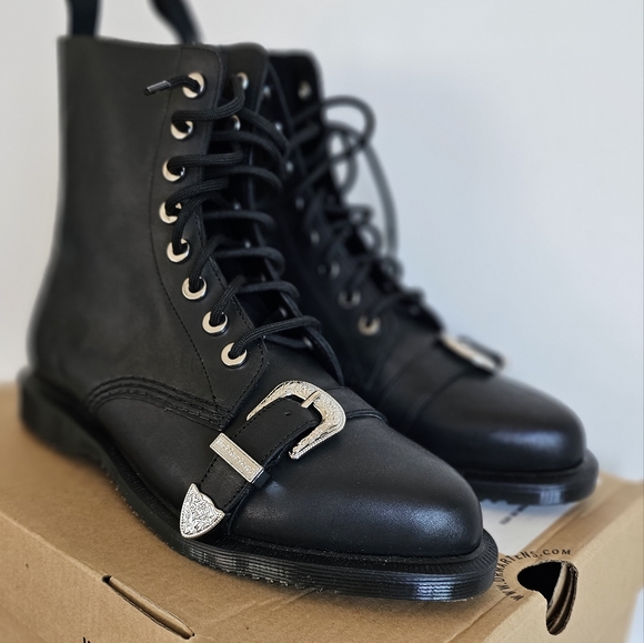 NEW Dr Martens Western Black Cowboy Boots Doc Martins WITH BOX - Picture 3 of 8